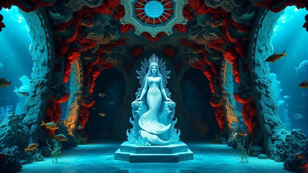 An underwater museum hall